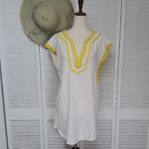 J. Crew White and Yellow Swim Coverup